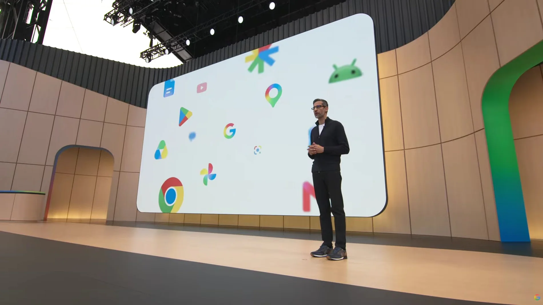 Sundar Pichai en plena conferencia del Google I/O 2026