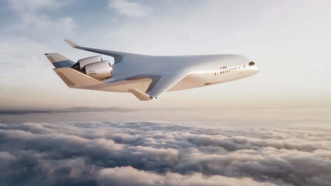 Renderizado del avión JetZero Z4 de ala integrada