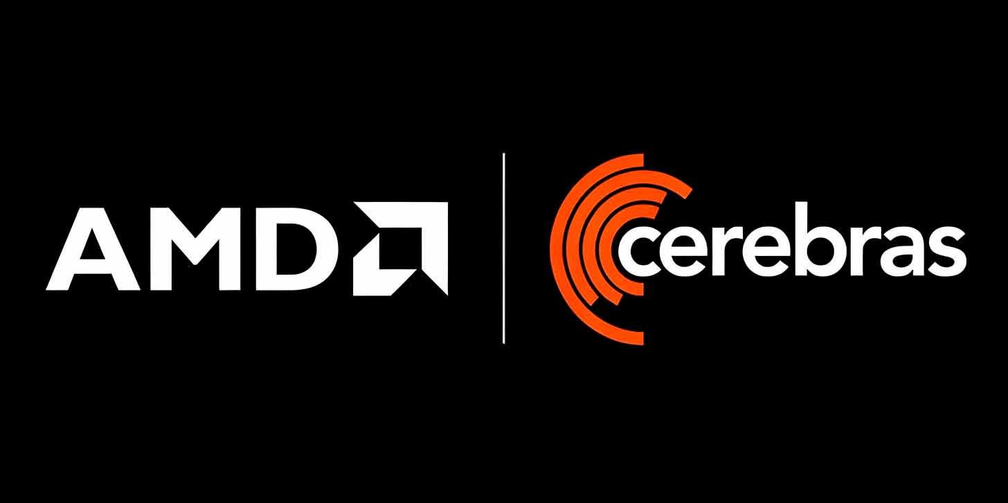 Chips de AMD y Cerebras conectados representando una infraestructura de inferencia de IA