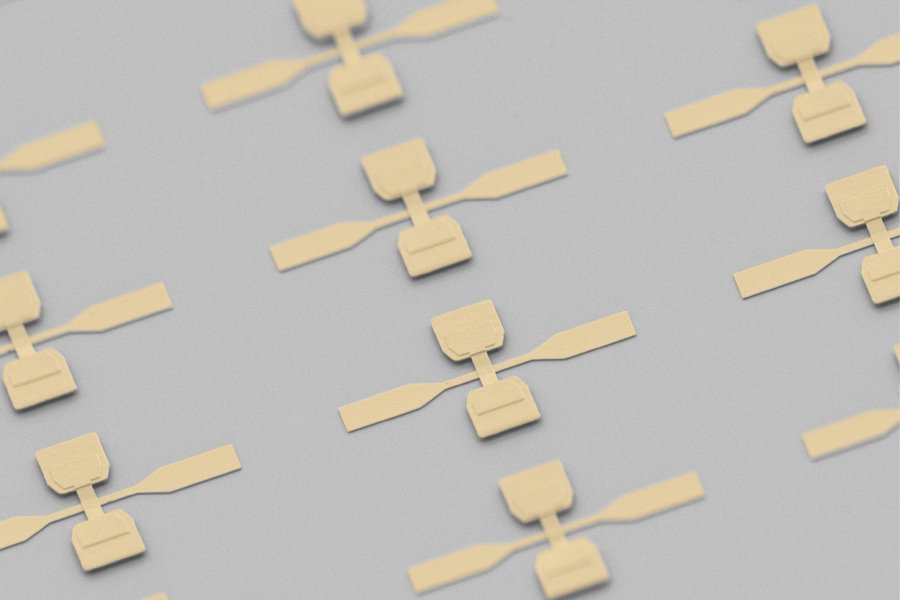 Imagen de microscopio electrónico de dispositivos moleculares fabricados en el MIT