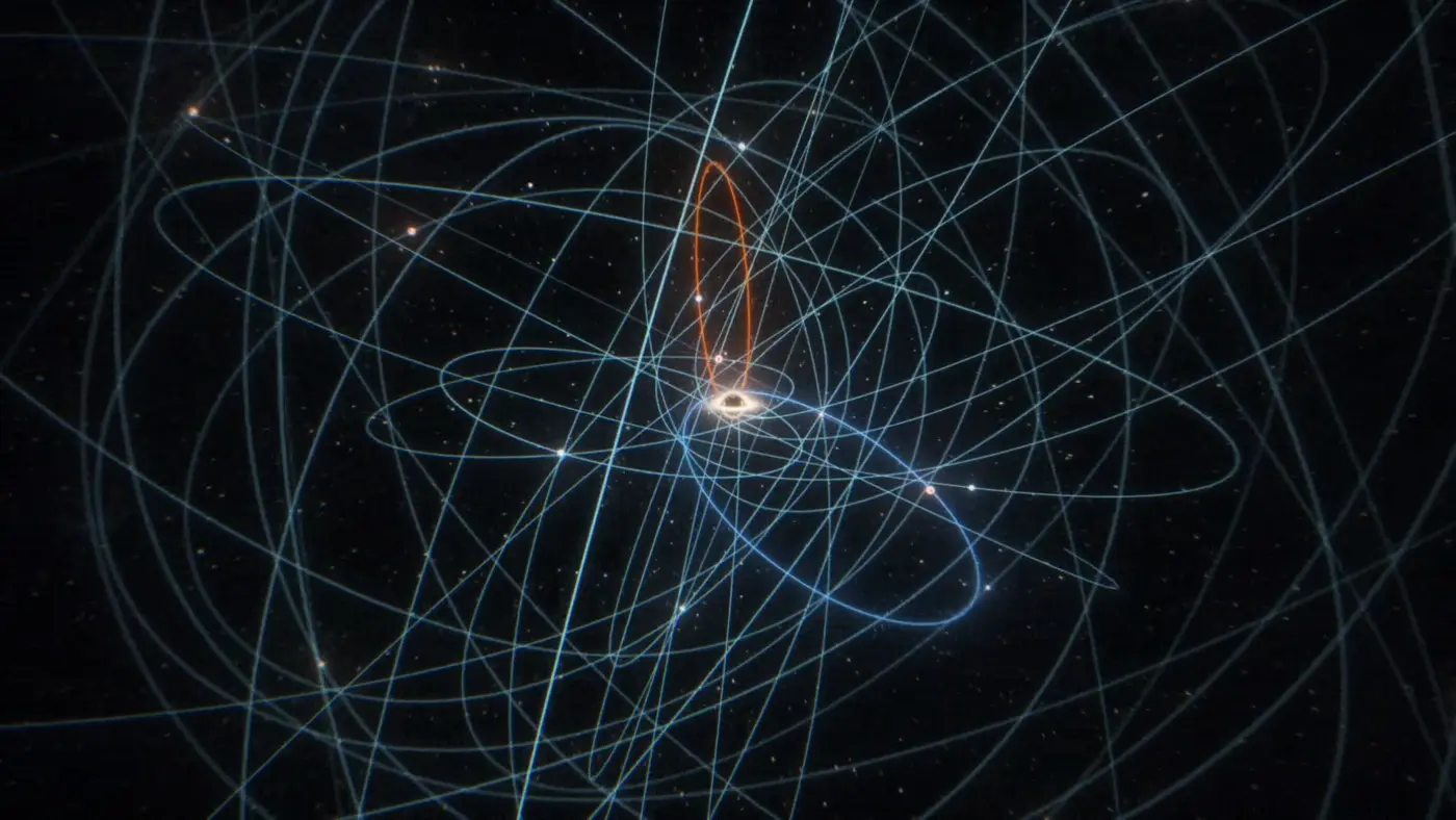 Ilustración de la estrella S301 orbitando el agujero negro Sagitario A*