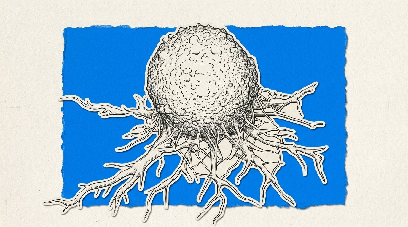 Ilustración de nanopartículas atacando células cancerígenas