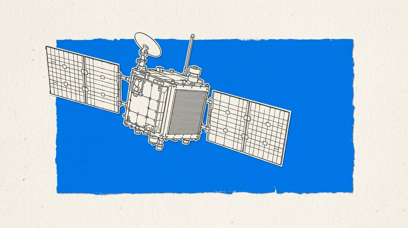 Satélite con paneles solares y chips de cómputo en órbita terrestre