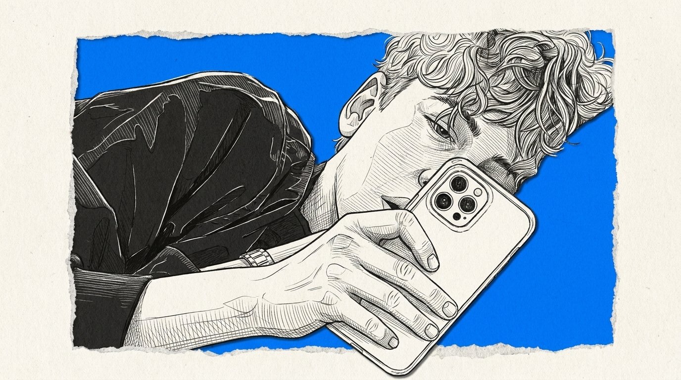 Adolescente usando WhatsApp en su teléfono celular