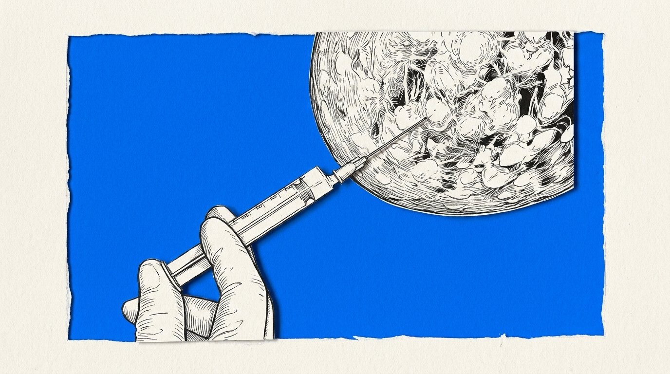 Ilustración de células inmunes atacando células de melanoma