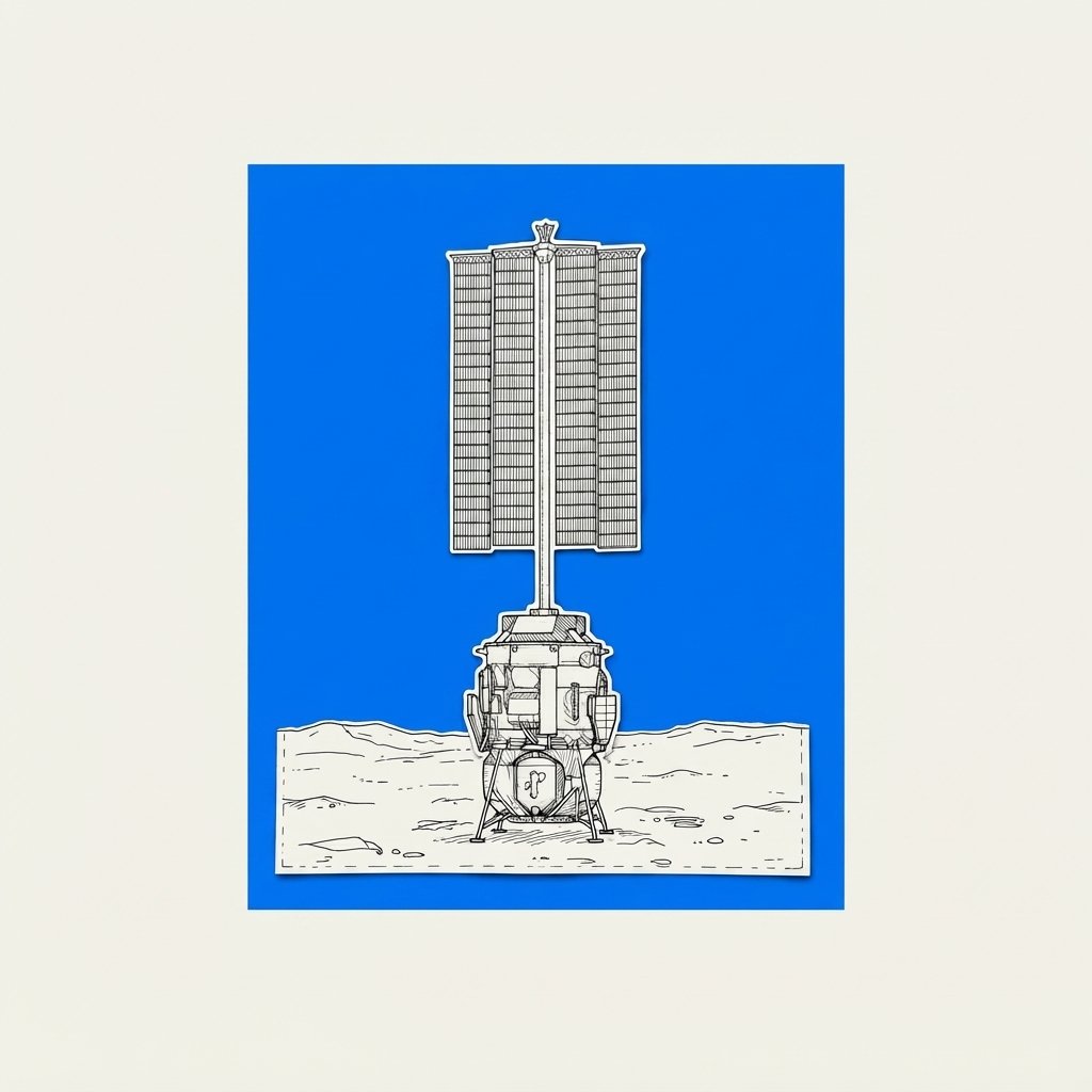 Ilustración de la Power Tower de Blue Origin desplegada en la superficie lunar